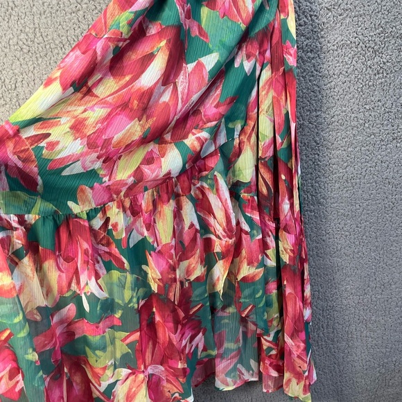 Bar 3 Floral Maxi Wrap Dress Ruffled Short Sleeve Flowy Wedding Sz Large - Picture 4 of 10